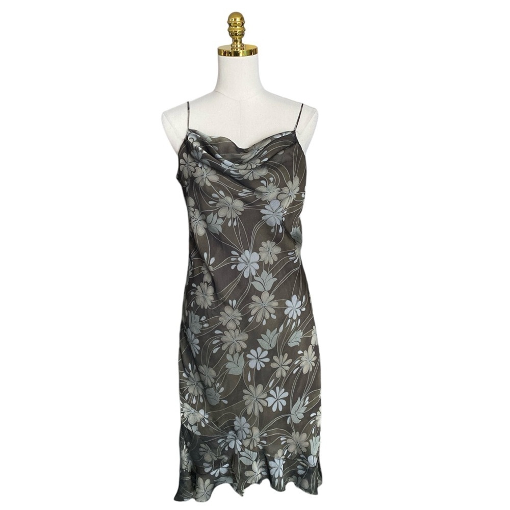 JESSICA HOWARD Cowl Neck Ruffled Floral Y2K Mermaidcore Dress Women Size 12P - Picture 2 of 8